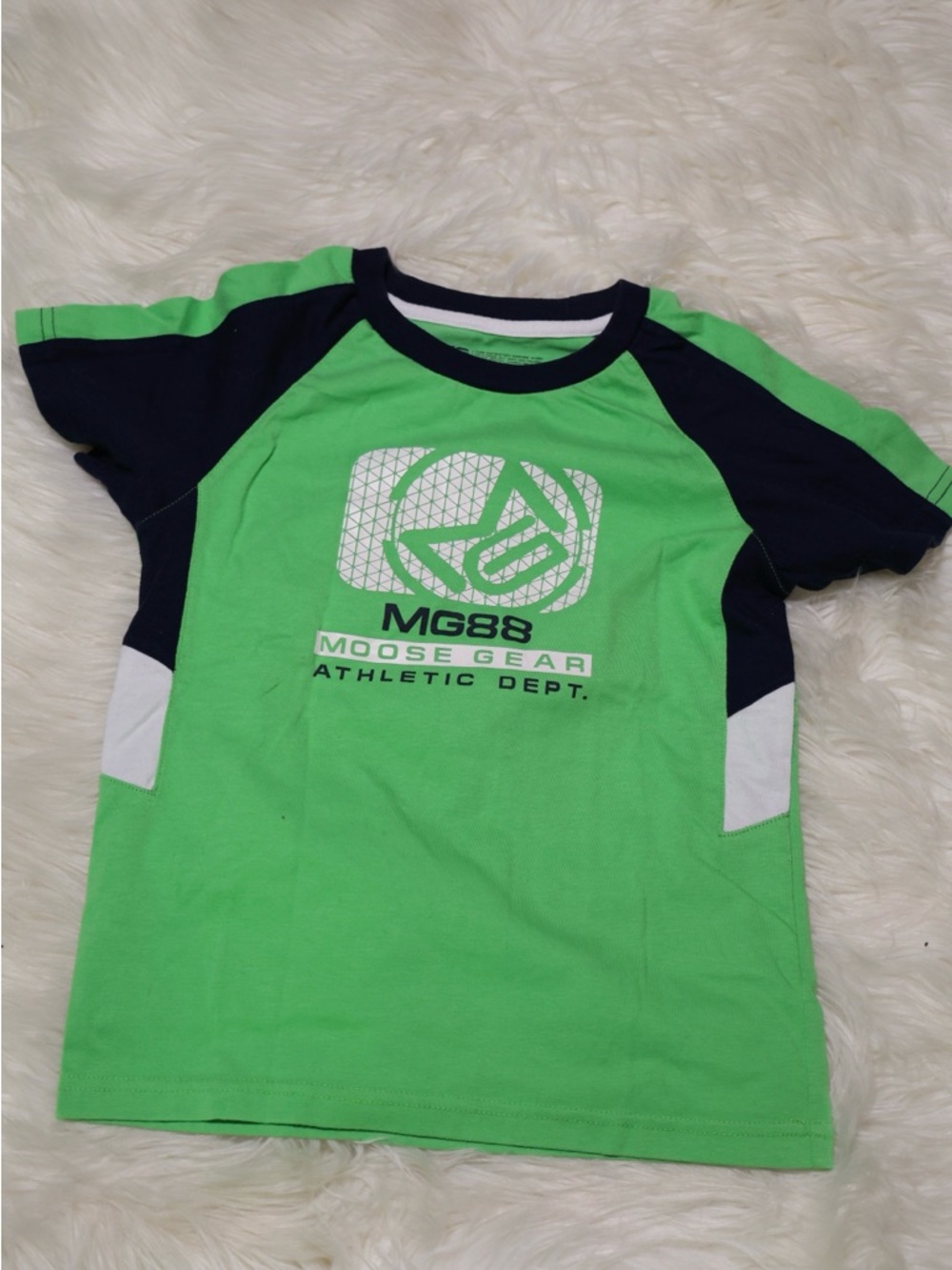 Kids' Short Sleeve Athletic Tee - Lime Green & Navy